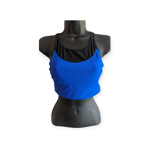 90 Degree by Reflex Women Padded Racerback Sports Bra Blue/Black Mesh S MSRP $40 - Picture 1 of 4